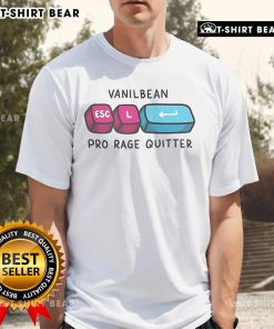 Alt Text: Official Vanilbean Pro Rage Quitter Esc T-Shirt featuring bold graphics and a stylish design for gamers.