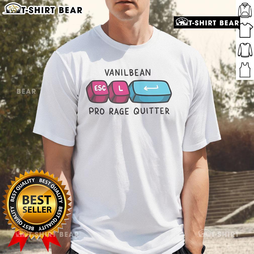 Official Vanilbean Pro Rage Quitter Esc T Shirt Alt Text: Official Vanilbean Pro Rage Quitter Esc T-Shirt featuring bold graphics and a stylish design for gamers.
