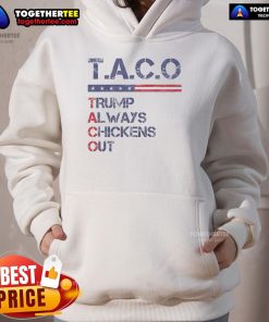 Vintage Funny Trump Taco Hoodie featuring 'Trump Always Chickens Out' design, perfect for humor and political satire fans.