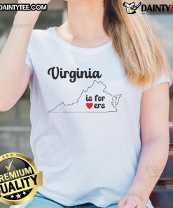 Official Virginia is for Lovers map graphic on a stylish ladies tee, perfect for tourists and locals alike.