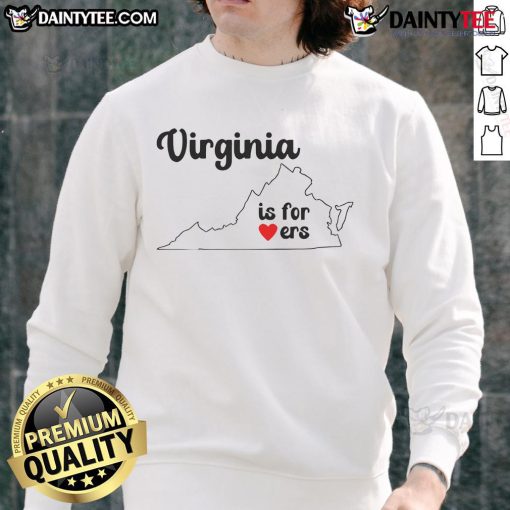 Alt Text: Official Virginia is for Lovers map sweatshirt showcasing a colorful map design perfect for travel enthusiasts.