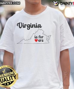 Official Virginia Is For Lovers Map T-Shirt featuring a colorful map design celebrating Virginia's romance and attractions.