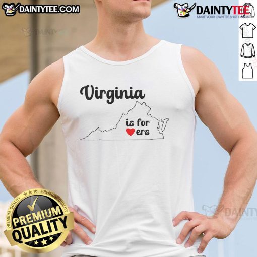 Official Virginia Is For Lovers map tank top showcasing the iconic design for travel and adventure enthusiasts.
