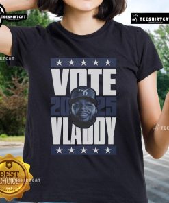 Official Vladimir Guerrero Jr. 2025 Vote Ladies Tee featuring bold graphics and a stylish design for fans.