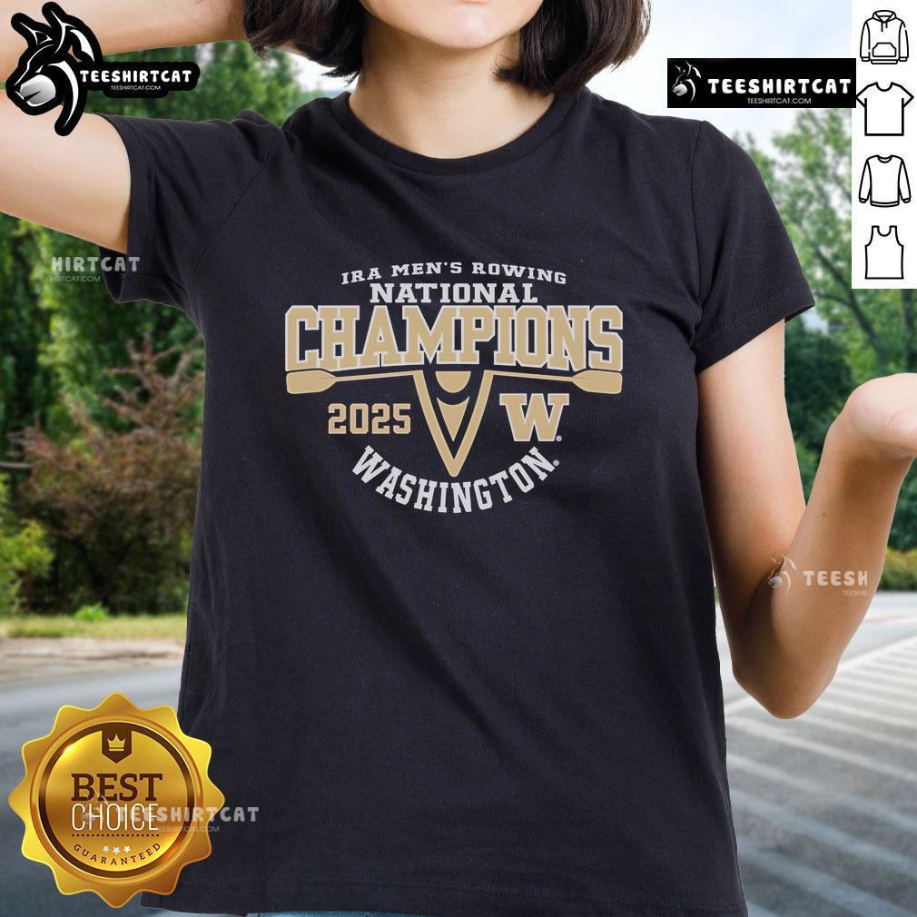 Official Washington Huskies 2025 Ira Men'S Rowing National Champions Ladies Tee Official Washington Huskies 2025 IRA Men's Rowing National Champions ladies tee featuring team colors and logo.