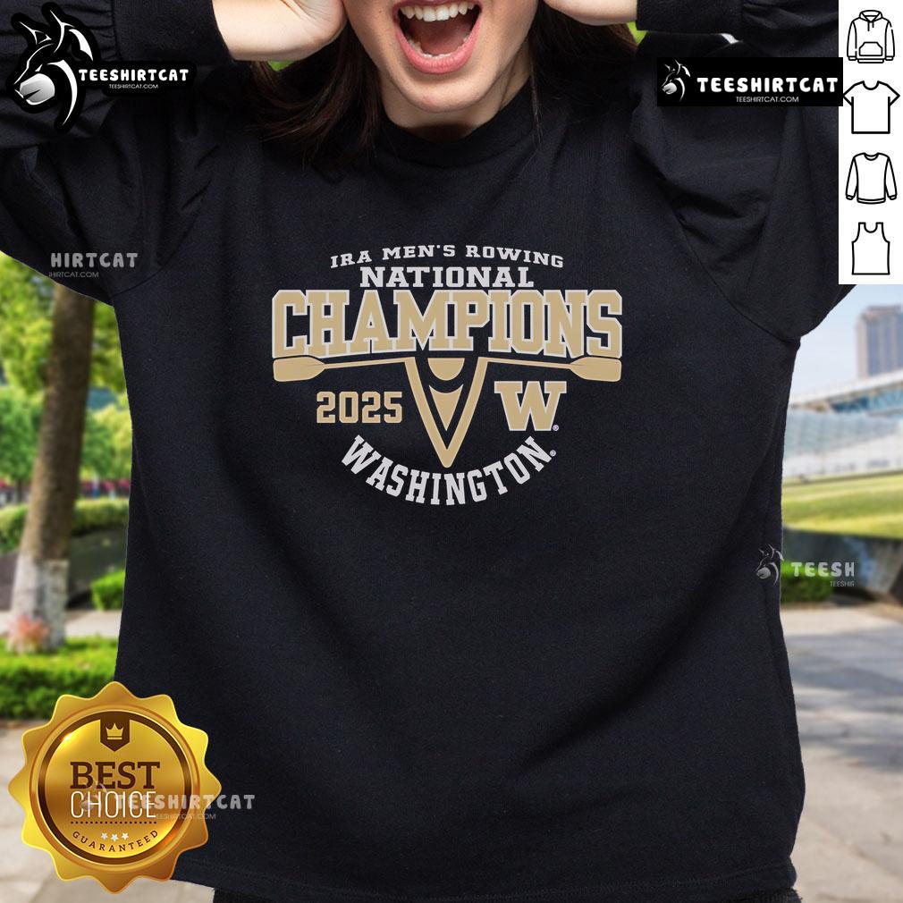 Official Washington Huskies 2025 Ira Men'S Rowing National Champions Sweatshirt Alt Text: Official Washington Huskies 2025 IRA Men's Rowing National Champions sweatshirt featuring team colors and logo.
