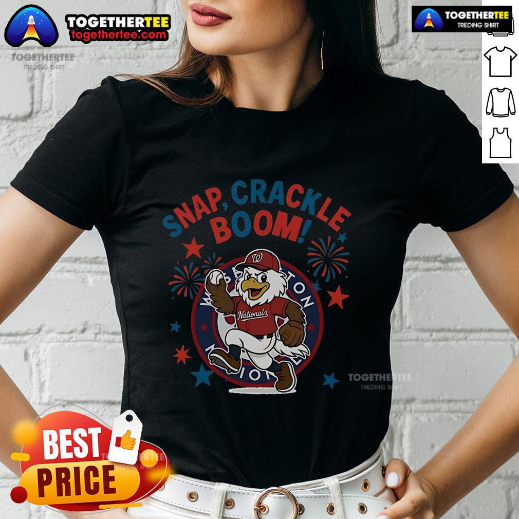 Official Washington Nationals Snap Crackle Boom Power Of Champions Indepencence Day Ladies-Tee Alt Text: Official Washington Nationals Snap Crackle Boom Independence Day Ladies Tee showcasing team spirit and festive design.