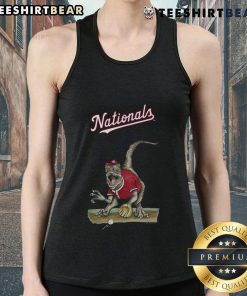 Official Washington Nationals Tiny Turnip Velociraptor tank top featuring a fun dinosaur design for fans.