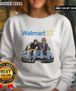 Official Waynes World Walmart Logo Sweatshirt featuring iconic logo design on a cozy black fabric.
