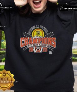 Alt Text: Official West Wilkes Blackhawks 2025 NCHSAA Women's 2A Softball State Champions sweatshirt in black and gold design.