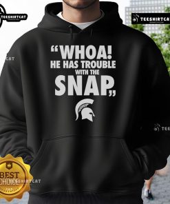 Jalen Watts in a Michigan hoodie, showcasing a moment of struggle with the snap during a game. Official merchandise.