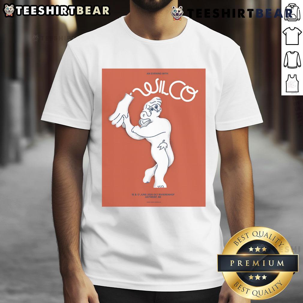 Official Wilco June 16 17 2025 Olt Rivierenhof Antwerp Be Poster T Shirt Alt Text: Official Wilco June 16-17, 2025 concert poster t-shirt for Olt Rivierenhof Antwerp, featuring vibrant design elements.