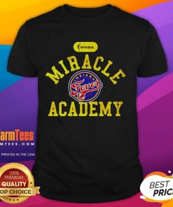 Alt Text: Official WNBA Miracle Academy Indiana Fever logo t-shirt featuring vibrant team colors and a stylish design.