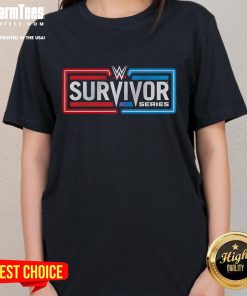 Official WWE Survivor Series logo on a stylish ladies tee, perfect for wrestling fans and events.