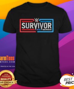Alt Text: Official WWE Survivor Series logo t-shirt featuring bold graphics and vibrant colors, perfect for wrestling fans.