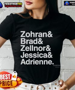 Official Zohran, Brad, Zellnor, Jessica, and Adrienne names tee featuring stylish design for ladies' fashion.