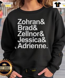 Official Zohran Brad Zellnor Jessica Adrienne sweatshirt featuring vibrant design and comfortable fit for fans.