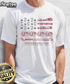 Alt Text: Original 19th Hole Golf Club Flag Barstool Sports T-Shirt featuring a vibrant golf flag design for enthusiasts.