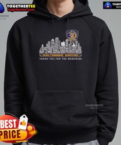 Alt Text: Original Baltimore Ravens 30 Seasons Thank You For The Memories Hoodie featuring team colors and logo design.