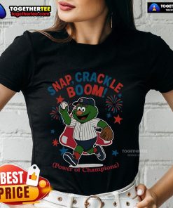 Original Boston Red Sox Snap Crackle Boom Independence Day Ladies Tee celebrating champions in vibrant design.