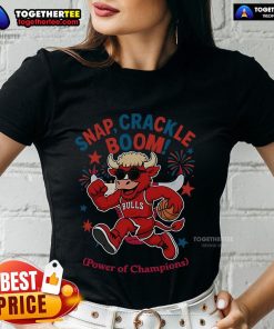Original Chicago Bulls Snap Crackle Boom Power of Champions Independence Day Ladies Tee in vibrant red and white colors.