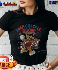 Alt Text: Original Cleveland Cavaliers Snap Crackle Boom Independence Day Ladies Tee featuring team logo and festive design.
