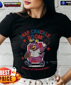 Alt Text: Original Cleveland Guardians Snap Crackle Boom Power Of Champions Independence Day Ladies Tee in vibrant design.