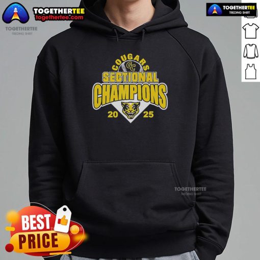 2025 Original Cougars Sectional Champions hoodie featuring team logo and vibrant colors, perfect for fans and supporters.