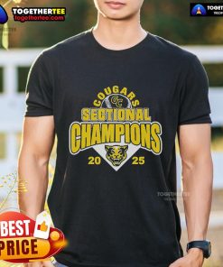 Original Cougars Sectional Champions 2025 T-Shirt featuring bold graphics and team colors, perfect for fans and supporters.