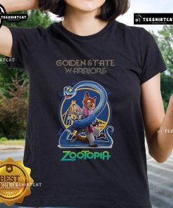 Original Golden State Warriors Zootopia 2 Ladies Tee featuring vibrant graphics and a stylish design for fans.