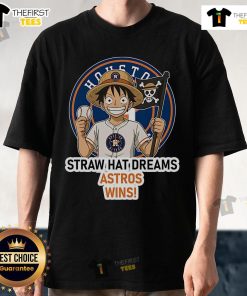 Alt Text: Original Houston Astros Monkey D. Luffy Straw Hat Dreams Wins T-Shirt featuring vibrant graphics and team colors.