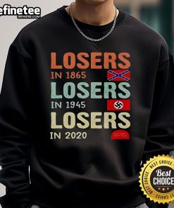 Satire sweatshirt featuring 'Original Losers in 1865, 1945, 2020' design, perfect for humorous fashion lovers.