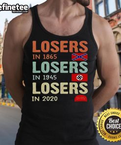 Original Losers in 1865, 1945, and 2020 satire tank top design showcasing humorous historical references.