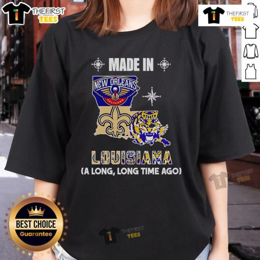 Alt Text: Original Made In Louisiana A Long Long Time Ago Ladies Tee featuring vintage graphic design and comfortable fit.