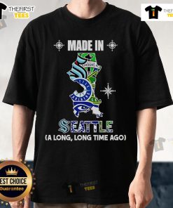 Alt Text: Original Made In Seattle A Long Long Time Ago T-Shirt featuring vintage design and iconic Seattle skyline illustration.