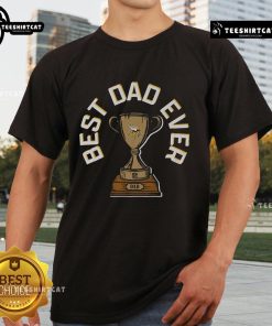 Alt Text: Original Minnesota Vikings Best Dad Ever Trophy T-Shirt featuring team colors and trophy design, perfect gift for dads.