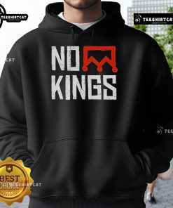 Original No Kings Protest vertical sign hoodie featuring a simple bold crown design, perfect for statement wear.
