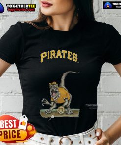 Original Pittsburgh Pirates Tiny Turnip Velociraptor Ladies Tee featuring a playful dinosaur design for fans.