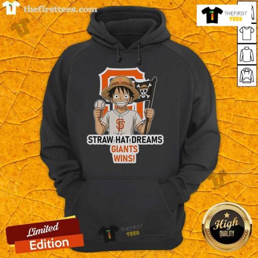 Original San Francisco Giants Monkey D. Luffy Straw Hat Dreams Wins Hoodie featuring vibrant design and team logo.