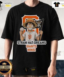 Original San Francisco Giants Monkey D. Luffy Straw Hat Dreams T-Shirt featuring vibrant graphics and team colors.