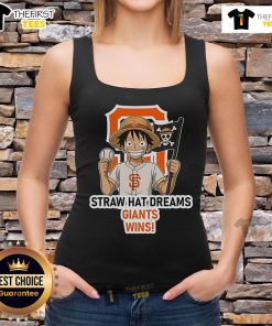 Alt Text: Original San Francisco Giants Monkey D. Luffy Straw Hat Dreams Wins tank top featuring vibrant graphics.