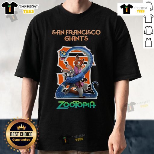 Alt Text: Original San Francisco Giants Zootopia 2 T-Shirt featuring vibrant graphics and team logo, perfect for fans.