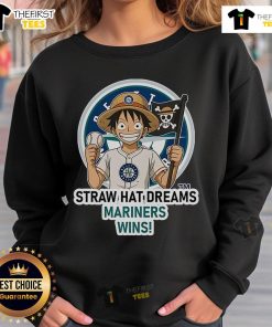 Original Seattle Mariners Monkey D. Luffy Straw Hat Dreams Wins Sweatshirt featuring vibrant graphics and cozy design.