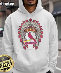 Alt Text: Original St. Louis Cardinals Native American logo hoodie showcasing vibrant colors and classic team design.