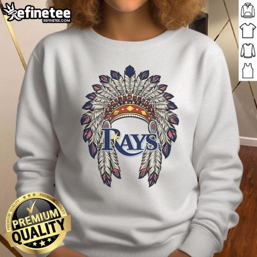 Original Tampa Bay Rays Native American logo sweatshirt featuring vibrant colors and unique design for fans.