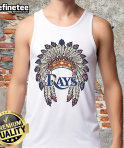 Original Tampa Bay Rays Native American logo tank top featuring vibrant design and sporty style for baseball fans.