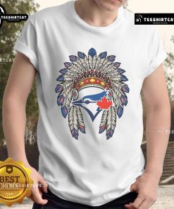 Original Toronto Blue Jays Native American Logo T-Shirt featuring vintage design and vibrant colors, perfect for fans.