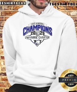 Original Uwharrie Charter NCHSAA State 1A Baseball 2025 Champions logo on a cozy hoodie.