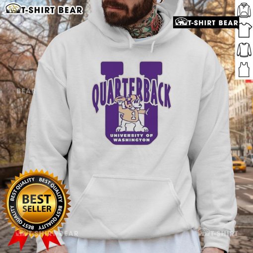 Alt Text: Original Washington Huskies quarterback U mascot hoodie featuring team colors and logo, perfect for fans and alumni.
