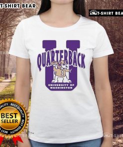 Original Washington Huskies quarterback U mascot ladies tee featuring team colors and logo for female fans.